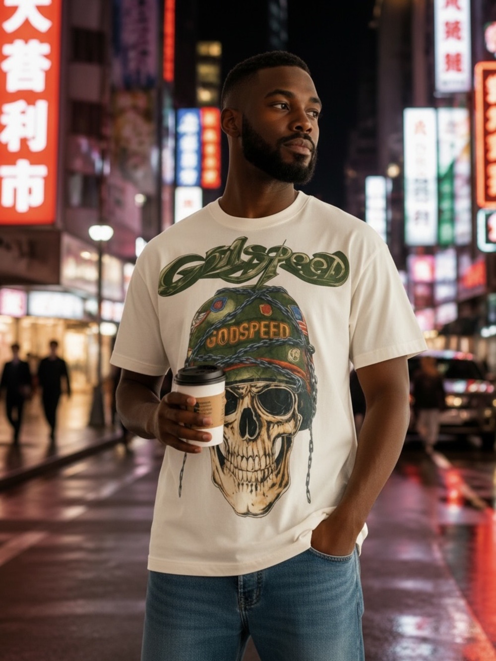 Godspeed Skull Graphic White Short-Sleeve Men's Tee